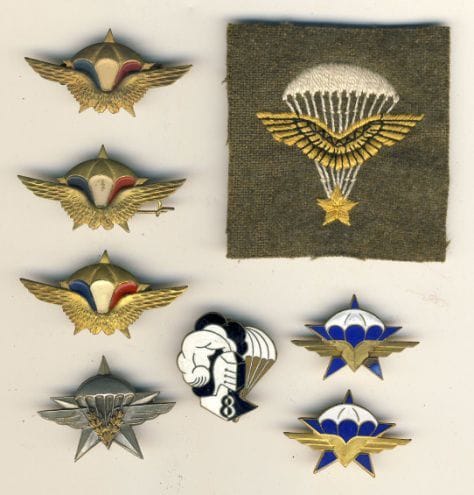 Lot 1er RCP 8 Insignes 3 x Mourgeon, Augis, OFSI, 8e Cie (Ab), 1 brevet brodé