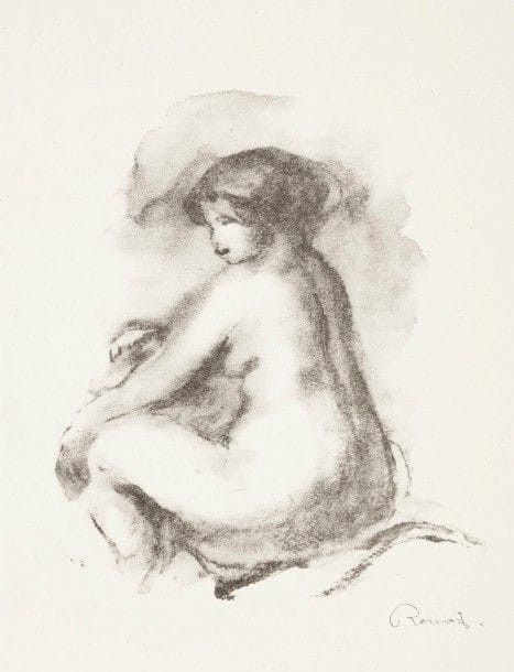 Pierre-Auguste Renoir (1841-1919)
Étude de femme nue, assise. 1904. Lithographie. 163 x 190. Delteil 42. Parfaite épreuve sur vélin. Toutes marges. 