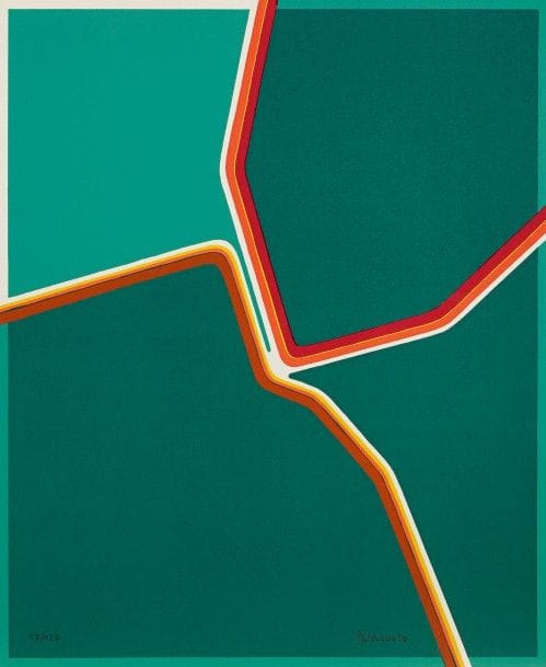 Album 10e anniversaire. Fondation M. et A. Maeght. 1974. Un album in-fol. contenant 14 pl. en feuilles par Adami, Bazaine, Bury, Chillida, Fiedler, Garache, Gardy-Artigas, Monory, Palazuelo, Rebeyrolle, Riopelle, Tal-Coat, Tàpies, Ubac. Sérigraphie, lithographie, bois gravé, eau-forte, aquatinte. Parfaites épreuves sur vélin, certaines en couleurs, numérotées et signées au crayon. Toutes marges. Tirage à 120 épreuves. Portefeuille bleu toilé de l’édition (très légèrement frotté). 