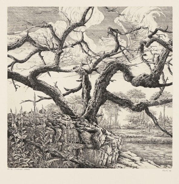 François Houtin (né en 1950)
L’Ultime danse. 2004. Eau-forte. 347 x 345. Parfaite épreuve sur vélin crème, justifiée « EA 1/15 », titrée, signée et datée au crayon. Toutes marges. Tirage à 50 épreuves. 