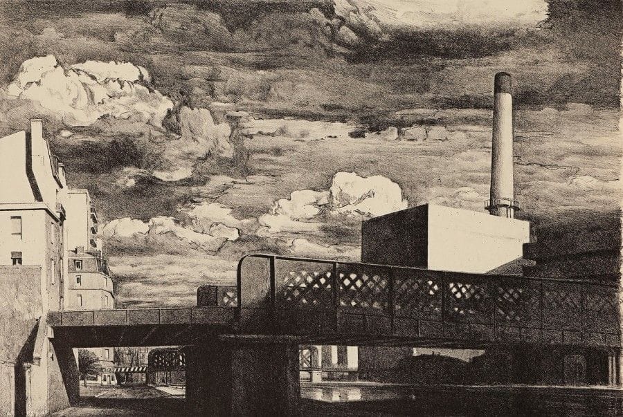 Pierre Soulages (né en 1919)
Jean-Baptiste Sécheret (né en 1957)
Ourcq. Pl. pour M. Waldberg, Le Grand désert d’hommes, éd. des presses de Serendip, 2006. Lithographie. 570 x 380. Plumart L 213. Parfaite épreuve sur japon chamois, signée et datée au crayon au verso, avec le timbre rouge linogravé.