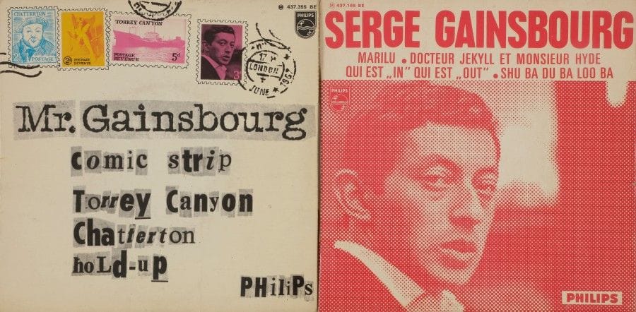 SERGE GAINSBOURG
45 T «Mr. Gainsbourg» et «Qui est „in” qui est „out”», Label Philips, édition France, 1966 et 1967.
Pochette VG++ et disque VG