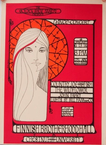 SAN FRANCISCO POSTER CO. / Loren Rehbock
«Country Joe & The Fish». Affiche, 1967. 
Format : 51 x 36,5 cm
Bon état.