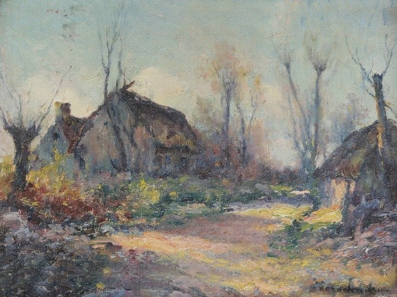 Michel KOROCHANSKY (1866-1925)
Hameau en hiver
Huile sur toile. 
Signée en bas à droite.
19,5 x 24 cm
