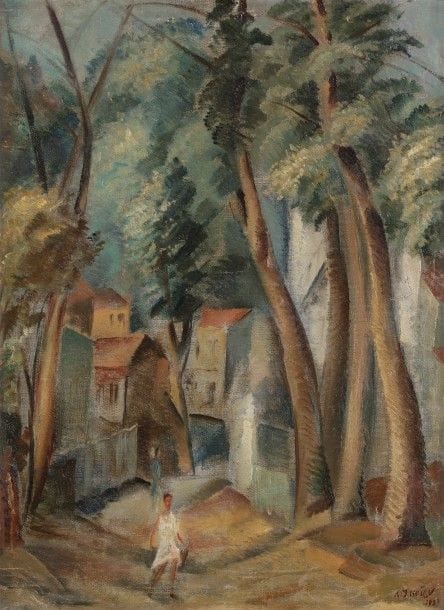 Nicolas ISSAIEV (1891-1977)
L’Entrée du village, 1923
Huile sur toile. 
Signée et datée en bas à droite. 
72 x 52 cm