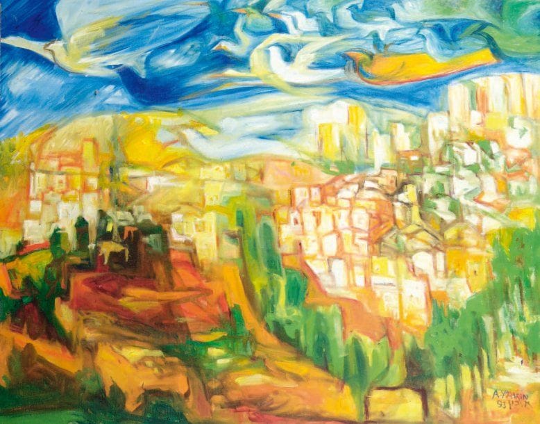 Abraham AYAKIN (peintre israélien contemporain)
Vue de Jérusalem Huile sur toile. Signée et datée 93 en bas à droite. 70 x 90 cm.
