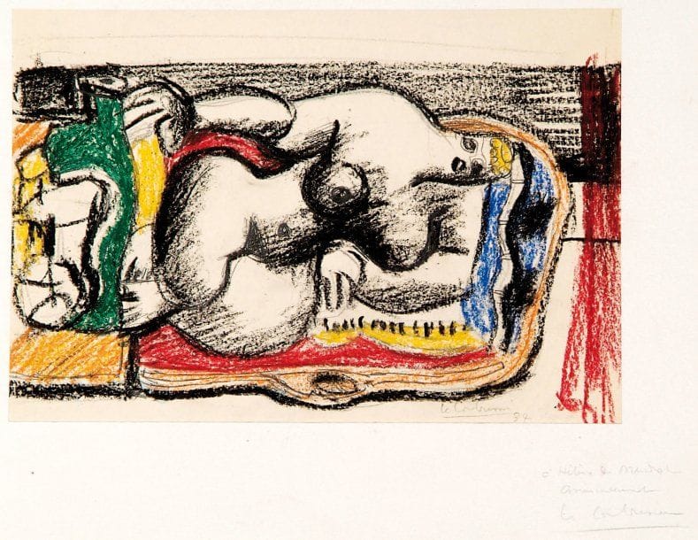 Charles-Édouard Jeanneret dit LE CORBUSIER (1887-1965)
Femme nue sur un canapé avec bouteille verte. Pastel gras, signé en bas à droite et daté "34". Dédicacé sur le montage. 21,2 x 31 cm Le présent dessin est tout à fait représentatif de la production de Le Corbusier au milieu des années trente. Faisant suite à un pastel du même sujet mais plus fidèlement figuratif, réalisé en 1932, ce dessin de 1934 fait partie d'une série dans laquelle l'artiste étudie « le mariage des contours » des différents éléments qui constituent l'image, et qui aboutit notamment à deux huiles empruntant la même composition, également peintes en 1934. Une de petit format (33 x 46 cm), conservée à la Galerie Nationale de Prague, datée du 6 février, et très fidèle à notre dessin, permet de penser que ce dernier a également été réalisé des tout premiers jours de 1934. Une toile plus grande (93 x 100 cm), qui marque encore une étape plus avancée dans la recherche d'organisation des formes menée par l'artiste, associe intelligemment les galbes de notre composition à un environnement devenu plus géométrique. Hélène de Mandrot, à qui ce dessin a été offert comme l'indique la dédicace qui figure dans l'angle inférieur droit du montage, a été un puissant soutien de l'architecte à la fin des années vingt. Etant propriétaire du Château de La Sarraz, à 15 kilomètres au nord de Lausanne, elle y reçoit en 1928 le Premier CIAM (Congrès International d'Architecture Moderne), qui rassemble des artistes bien sûr, mais aussi des politiques et des industriels, et fonde les bases de l'urbanisme européen moderne. Elle est également un fervent défenseur du projet de Le Corbusier et Pierre Jeanneret pour le siège de la Société des Nations à Genève. Enfin, Hélène de Mandrot commande à Le Corbusier une maison de vacances au Pradet, sur la Côte d'Azur, qui, achevée en 1931 présente de telles malfaçons qu'une brouille s'ensuit entre le mécène et l'architecte. Eric Mouchet
Collection André LEJARD