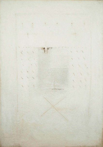 François-Edouard CANTE dit CANTE PACOS (né en 1946)
Derrière le blanc Technique mixte et lacérations sur panneau. Signée en bas à droite. Contresignée, titrée et datée 1990 au dos. 162 x 114 cm