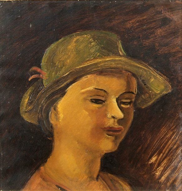 Chérie-Anne FARGUE dite Cheriane (née en 1900)
Figure de femme Huile sur toile. Signée en haut à droite. Contresignée au dos. 39,5 x 39,5 cm