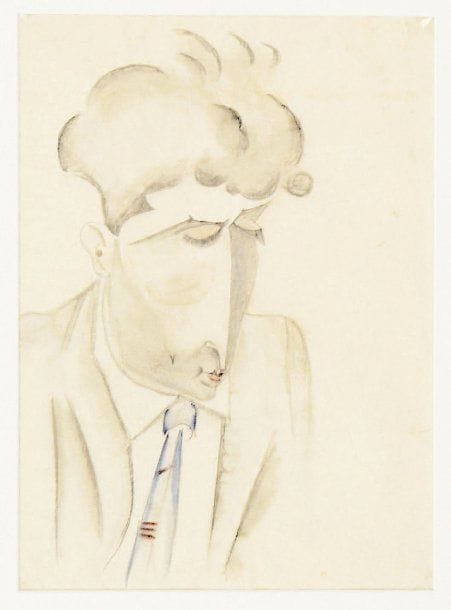 Léonard-Tsuguharu FOUJITA (1886-1968)
Portrait d'homme (présumé Jean Cocteau). 1916. Aquarelle et mine de plomb sur papier, non signée. 26 x 19 cm. Cat. Expo Dinard (2004), p. 36, n° 006.