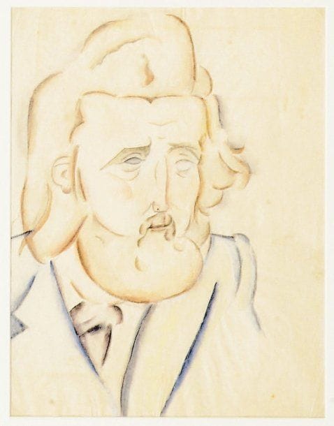 Léonard-Tsuguharu FOUJITA (1886-1968)
Portrait d'homme à la barbe. 1916. Aquarelle et mine de plomb sur papier, non signée. 28 x 20 cm. Cat. Expo Dinard (2004), p. 36, n° 007.