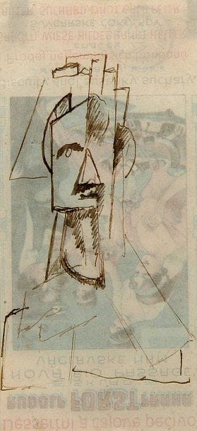 Otto GUTFREUND (Dvur Králové, 1889 - Prague, 1927)
Étude de tête cubiste, vers 1915 Dessin à l'encre, porte le timbre de la succession, numéroté 1583 au dos (d'un prospectus publicitaire). 14 x 6,5 cm Provenance : - Grosvenor Gallery, Londres. - Collection particulière. Né en Bohême du Nord, il fait ses premiers pas dans une école de poterie à Bechyne à partir de 1903 puis de 1906 à 1909 à l'École des Arts Appliqués de Prague. Puis il passe quelque temps à Paris où il est l'élève d'Antoine Bourdelle au sein de l'Académie de la Grande Chaumière. Aux côtés des peintres cubistes tchèques Emil Filla et Bohumil Kubista, il développe son style et devient l'un des précurseurs de la sculpture cubiste avec Pablo Picasso et Alexander Archipenko. Il fonde avec plusieurs autres personnalités du monde des arts le groupe Skupina Výtvarných Umelcu (Groupe des artistes), à Prague en 1911 avec lequel il expose par deux fois en 1912. Il est présent au premier Deutscher Herbstsalon en 1913 puis dans la galerie Der Sturm de Herwarth Walden à Berlin, et au salon Goltz de Munich. 1914 marque la quatrième et dernière exposition du Groupe des Artistes à Prague. En 1914, il s'engage dans les Légions tchèques aux côtés de Franti-ek Kupka. Il est rapidement promu mais, en 1916, protestant contre les conditions de vie inhumaines des légionnaires et demandant son transfert dans l'armée française, il est considéré comme insubordonné par ses supérieurs qui l'envoient dans un camp d'internement en Provence (la Bohême fait partie de l'Autriche-Hongrie avec laquelle la France est en guerre et il est hors de question de laisser libre le ressortissant d'une nation ennemie). Il y reste de 1916 jusqu'à après l'armistice, en 1919. Au lendemain de la Première Guerre Mondiale, il vit une existence misérable dans Paris puis il revient, en 1920, à Prague pour devenir un des leaders de la génération moderniste de la Première République tchécoslovaque. Ses réalisations artistiques ont influencé nombre de jeunes artistes de la nouvelle République. Il abandonne 