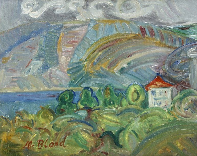 Maurice BLOND (1899-1974)
Paysage Huile sur toile, signée en bas et à gauche. 33 x 41 cm.