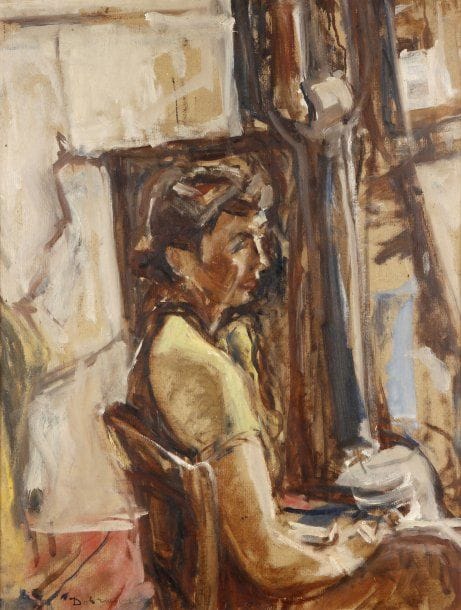 Isaac DOBRINSKY (1891-1973)
Femme assise Bouquet dans un vase Huile double face sur carton, signée d'un côté (la femme) en bas et à gauche. 65 x 50 cm. (Le bouquet pourrait être d'une autre main).