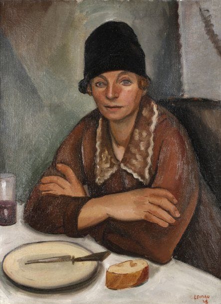 Colette LEHMAN
Femme attablée en brun Huile sur toile, signée en bas et à droite et datée 1928, contresignée et titrée au dos. 73 x 54 cm.