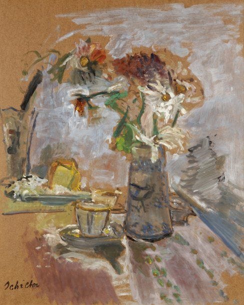 Zygmund SCHRETER (1896-1977)
Nature morte au vase et aux tasses Huile sur carton, signée du cachet en bas et à gauche. 61 x 50 cm.