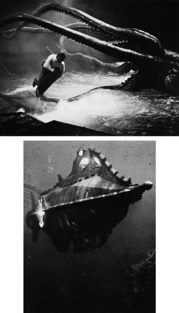 20000 leagues under the Sea (20.000 lieues sous les mers), 1954. De Richard Fleischer, avec Kirk Douglas et James Mason. 11 contretypes d'époque. Tampon Look Magazine aux versos. 21 x 16,5 cm.