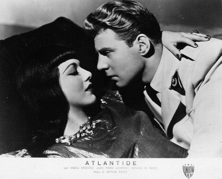 Siren of Atlantis (L'Atlantide), 1949. De Gregg C. Tallas, John Brahm, Arthur Ripley, avec Jean-Pierre Aumont, Maria Montez et Dennis O'Keefe. Six tirages d'exploitation d'époque. 27,5 x 21 cm.