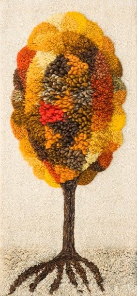 TRAVAIL des ANNÉES 1970
Arbre en automne
Tapisserie d’artiste. Laine. 200 x 96 cm 