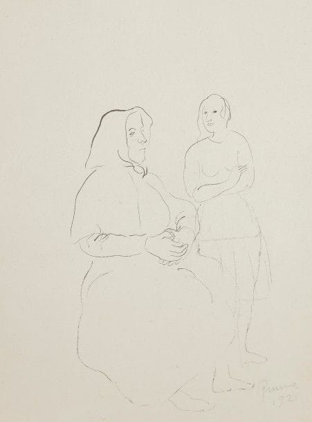 Pedro PRUNA (1904-1977)
Vieille femme et fillette, 1921
Dessin à l’encre.
Signé et daté à la mine de plomb en bas à droite.
26 x 19.5 cm

Provenance : 
Ancienne collection André Level. Par descendance.
