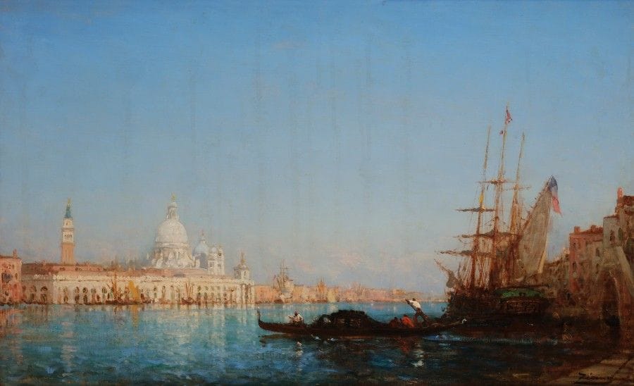 Félix ZIEM (1821-1911)
Venise, le Grand Canal
Huile sur toile.
Signée en bas à droite.
(Petites restaurations).
51 x 82 cm

Un certificat de l’association Félix Ziem en date du 20 octobre 2016 sera remis à l’acquéreur. L’œuvre sera reproduite au Catalogue Raisonné en préparation.
