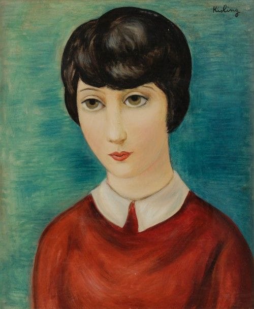 Moïse KISLING (1891-1953)
Brune au corsage rouge, 1938
Huile sur toile.
Signée en haut à droite.
46 x 38 cm

Provenance : 
- Ancienne collection Oscar Ghez, Genève.
- Vente Maître Martin, Versailles, 30 novembre 1975, numéro 67, reproduit.
- Collection particulière, Neuilly-sur-Seine, acquis à la vente.

Exposition : 
Kisling et Montparnasse, Galerie Cernuschi, Paris,21 novembre- 31 décembre 1973.

Bibliographie : 
Henri Troyat et Jean Kisling, Moïse Kisling : Catalogue Raisonné de l’œuvre peint, Tome II, Éditions Jean Kisling, Paris, 1982, numéro 168, reproduit page 143.
