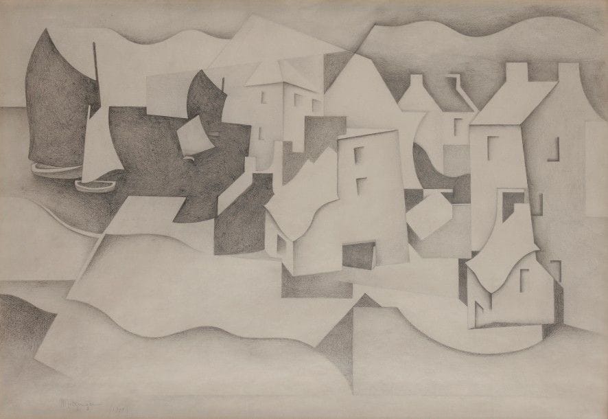 Jean METZINGER (1883-1956)
Village en bord de mer, 1921
Dessin au crayon.
Signé et daté en bas à gauche.
50 x 70 cm

Provenance :
- Ancienne collection Aimé Maeght.
- Vente Briest, Paris, 4 décembre 1998, numéro 48.
- Collection particulière, Paris, acquis par l’actuel propriétaire lors de cette dernière.
