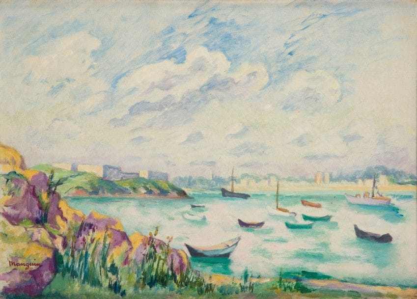 Henri Charles MANGUIN (1874-1949)
Vue sur Dinard, 1932
Huile sur toile.
Signée en bas à gauche.
33 x 46 cm

Provenance : 
- Ancienne collection G. Grammont, Paris, acquis à l’artiste en 1940.
- Collection de Madame X., Mulhouse.

Bibliographie : 
Lucile et Claude Manguin - Marie-Caroline Sainsaulieu, Henri Manguin Catalogue Raisonné de l’œuvre peint, Éditions Ides et Calendes, Neuchâtel, 1980, numéro 955.
(Localisation inconnue depuis 1940. Dimensions présumées erronées au catalogue).
