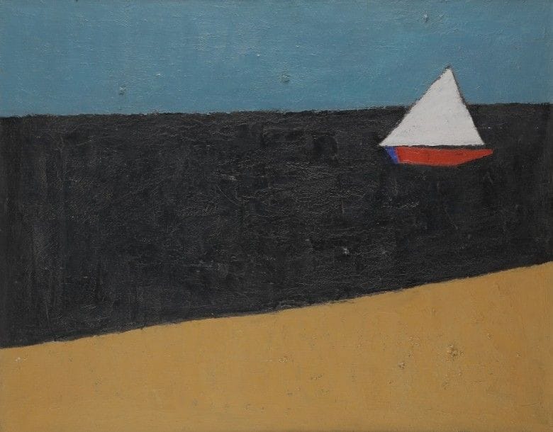Ézéquiel BAROUKH [égyptien] (1909-1984)
Voilier
Huile sur toile.
Porte le cachet de l’atelier au dos sur le châssis.
65 x 81 cm
