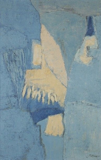 Albert BITRAN [franco-turc] (né en 1929)
Le Cros, 1957
Huile sur toile.
Signée et datée en bas à droite.
Signée, datée et titrée au dos.
100 x 65 cm

Provenance : 
Galerie Ariel, Paris, numéro 1260 (étiquette au dos).
