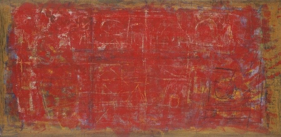 * Urmila UPADHAYA-GARG [indienne] (née en 1939)
Rato
Huile sur toile.
Signée au dos.
40 x 80 cm

