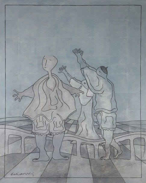 Gérard GASIOROWSKI (1930-1986)
Personnages
Huile sur toile.
Signée en bas à gauche.
162 x 130 cm
