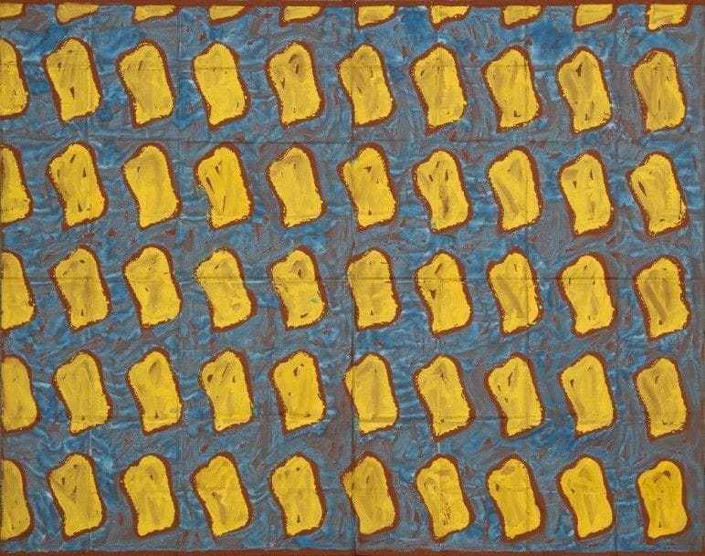 Claude VIALLAT (né en 1936)
Cf 4.8.47, 1988
Acrylique sur toile libre.
281 x 345 cm

Provenance : 
Galerie Jean Fournier, Paris (étiquette agrafée).
