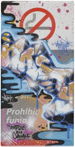 NASTY (né en 1974)
Paris City, Artistes en cavale, 2013
Peinture sur plaque émaillée.
Signée sur la gauche.
Signée, datée et titrée au dos.
45 x 22.5 cm

Un certificat de l’artiste sera remis à l’acquéreur.

