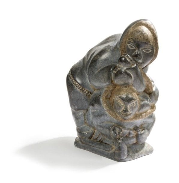 Davidee NASTAPOKA [inuit] (né en 1945)
Père et enfant pêchant
Sculpture en pierre.
Signée, titrée et située «Inukjuak» sous la base.
(Petits accidents).
42 x 20 cm

Provenance : 
Ancienne collection Leopold Sédar Senghor.

Consultant :
Madame Maryse Saraux
Art Inuit Paris 
9 rue Saint-Merri 
75004 PARIS
