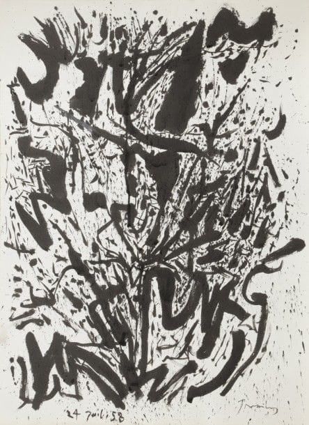 Mario PRASSINOS (1916-1985)
Bouquet, 1958
Encre sur papier.
Signée en bas à droite.
Datée en bas à gauche.
63.5 x 47.5 cm
