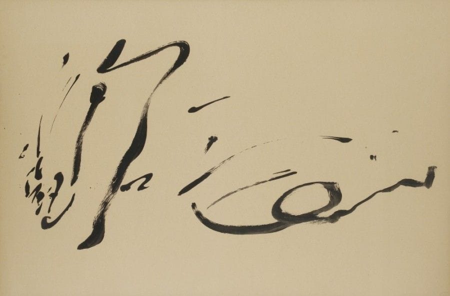 Jean DEGOTTEX (1918-1988)
Composition, 1953
Encre de chine sur carton.
Porte le timbre de l’atelier en bas à droite.
Porte le tampon de l’artiste au dos sur le montage.
52 x 79 cm

