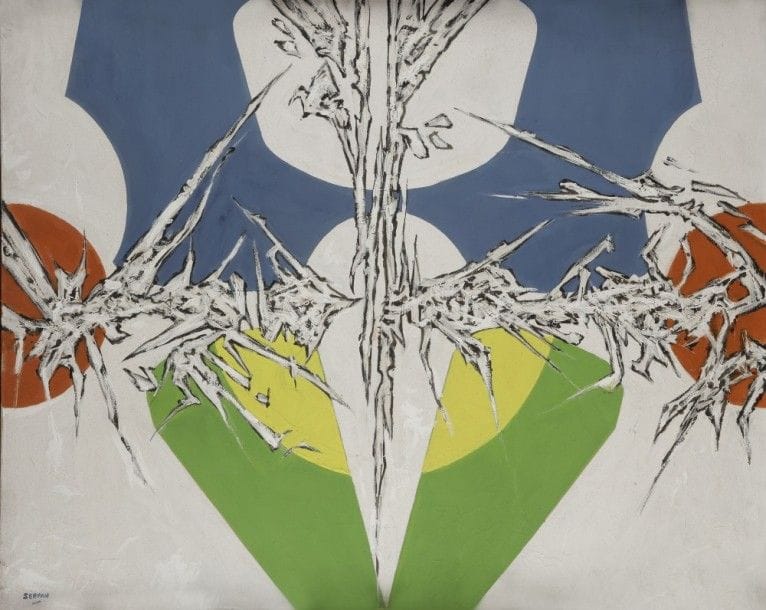 Iaroslav Sossountzov SERPAN [russe] (1922-1976)
Nicuei, 1967
Huile sur toile.
Signée en bas à gauche.
Signée, datée, titrée et numérotée 796 au dos.
65 x 81 cm
