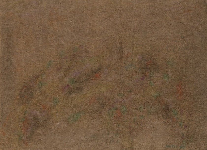* Zoran MUSIC [croate] (1909-2005)
Point de repère, 1965
Huile sur toile.
Signée et datée en bas à droite.
Signée, datée et titrée au dos.
60 x 81 cm
