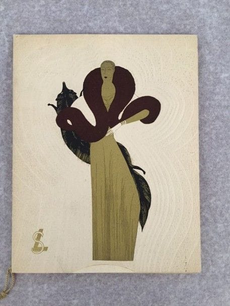 [FOURRURES] S. LONDON. Fur Fashions 1933. Londres, 1933. — In-4, couverture illustrée. En feuilles, cordonnet. 
Très beau catalogue comprenant 6 planches de modèles de fourrure en couleurs par MARC-LUC. Couverture gaufrée ornée d’une superbe illustration rehaussée d’or, dans le style art déco.