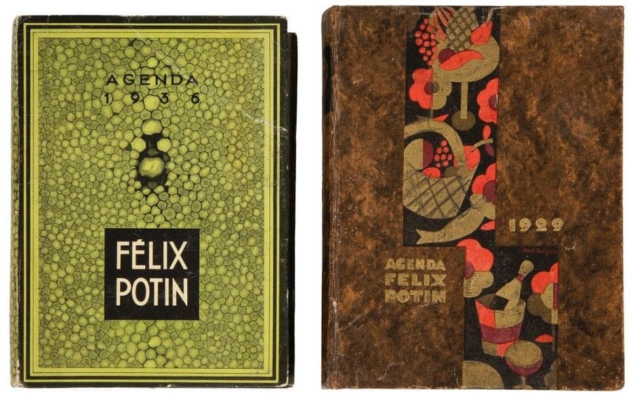 [ALIMENTATION] FÉLIX POTIN. Deux agendas in-8, 1929, 1936. 
On joint 5 petits carnets et calendriers CHOCOLAT MEUNIER, POTASSE D’ALSACE, etc.