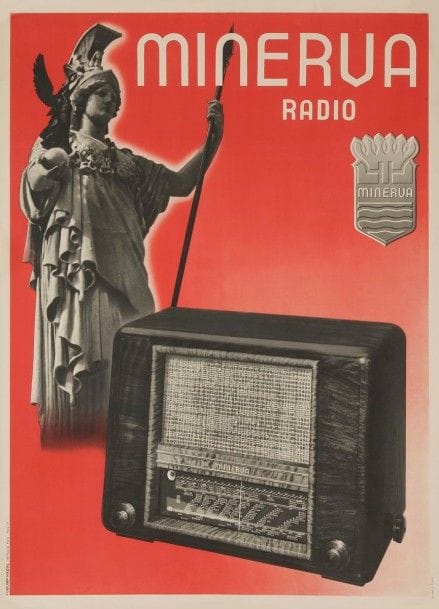 ANONYME
Minerva radio
Publimp Nadal
76 x 57 cm
3 exemplaires. 
On joint : 3 prospectus Minerva.