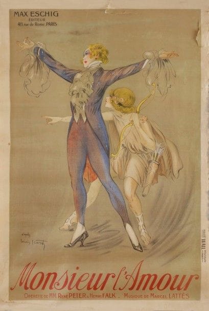 Louis ICART (d’après) (1888-1950)
Monsieur l’Amour.
Signée en bas à gauche.
Publicité Wall.
Non entoilée. Bon état (déchirures).
120 x 80 cm