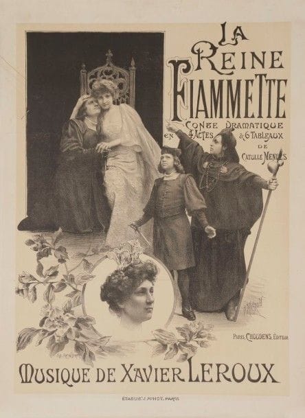 P. MOURAU
La reine Fiamette de Catulle Mendes et musique de Xavier Leroux
Bon état (marge).
82 x 60 cm
On joint :
- E. BUVAL
Vercingétorix de Arthur Bernede et Paul de Choudens, musique de Félix Fourdrain.
Non entoilée, bon état (pli médiant marqué).
81 x 60 cm
- Georges LEROUX (1877-1957)
La fille de Roland, de Henri de Bornier et Paul Ferrier, musique de Henri Rabaud.
Non entoilée, importantes déchirures médiannes.
82 x 60 cm