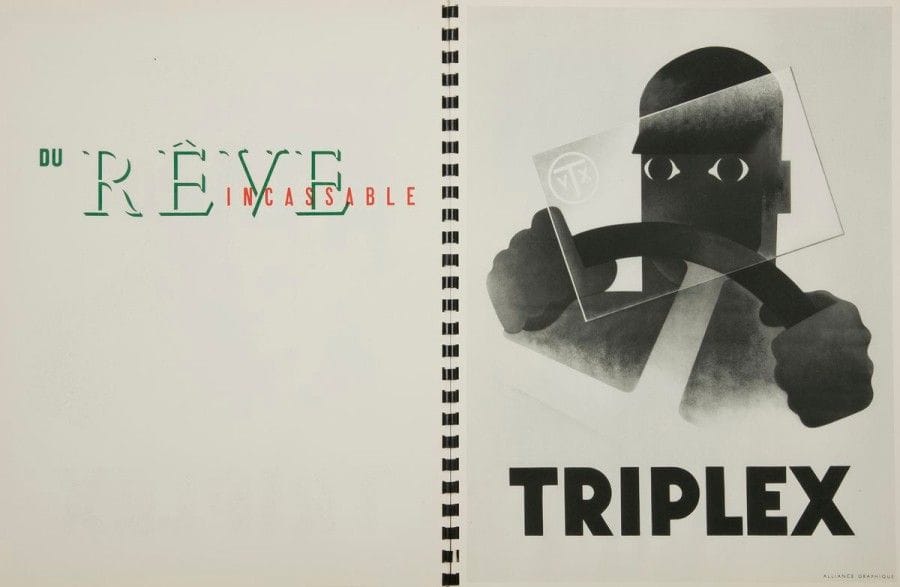 [IMPRIMERIE] DRAEGER. Le Spectacle est dans la rue. Montrouge : Draeger frères, [1935]. — In-4, reliure à spirale noire en plastique. 
Luxueux album reproduisant 15 affiches publicitaires dessinées par le graphiste et affichiste CASSANDRE (1901-1968) accompagnées d’un texte de Blaise Cendrars. Ce texte est imprimé en vert, rouge et noir. Exemplaire parfaitement conservé, hormis la spirale brisée au milieu. 
On joint :
- DRAEGER FRÈRES. Idées. Montrouge, [1948]. — In-4, couverture imprimée. Reliure à spirale.
Plaquette des frères Draeger pour vanter la qualité de leurs productions. Il s’agit d’un florilège de publicités imprimées par leur soin dans les revues françaises de 1947. Commentaire de Léon-Paul Fargue. Il est joint la lettre imprimée de présentation et un dépliant de trois volets sur le procédé d’impression 301.
Joint un second exemplaire de cette plaquette ; bords des couvertures brunis, spirale cassée. 
- Mariage de la feuille et du cliché. Fantaisie de Darius Milhaud et Max Gérard. Montrouge, Draeger, 1958. — In-4 carré, couverture illustrée. Broché.
Superbe publication à la gloire de Draeger dans laquelle a été inclus un disque 33 tours sur lequel figure la fantaisie Mariage de la feuille et du cliché de Darius Milhaud et Max Gérard. 