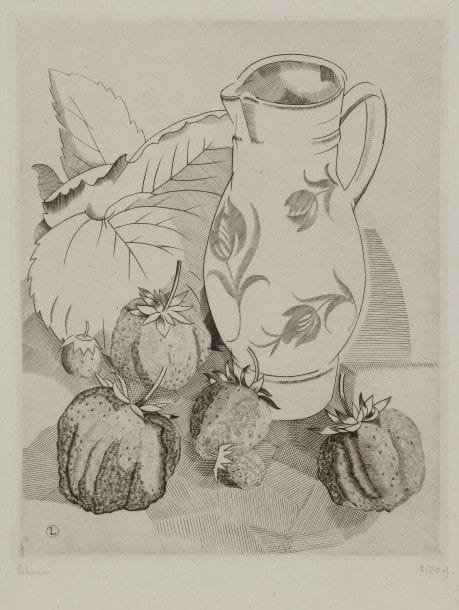 Jean-Emile LABOUREUR (1877-1943)
Les Fraises. 19824. Burin. 158 x 299. L. 286. Sur vergé ancien, signée et numérotée au crayon puis titrée en pied. Infimes rousseurs. Tirage à 70 épreuves.