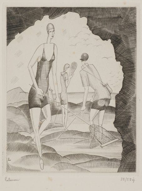 Jean-Emile LABOUREUR (1877-1943)
La Pêche aux crevettes. 1928. Burin. 110 x 141. L. 375. Sur vélin blanc, signée et numérotée au crayon. Rousseurs claires éparses. Infime pli cassé en pied. Tirage à 58 épreuves.