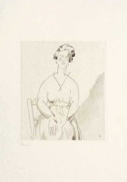 Jean-Émile LABOUREUR 
 La Fille à Mélie. 1924. Burin et roulette. 143 x 122. Laboureur 282. Réunion de 2 parfaites épreuves sur vélin mince, des 1er et 2e états (sur 2), signées au crayon, la 1re numérotée. Joint : même sujet. Dessin préparatoire au crayon sur calque, [172 x 140], signé en bas à gauche. Ens. 3 p.
