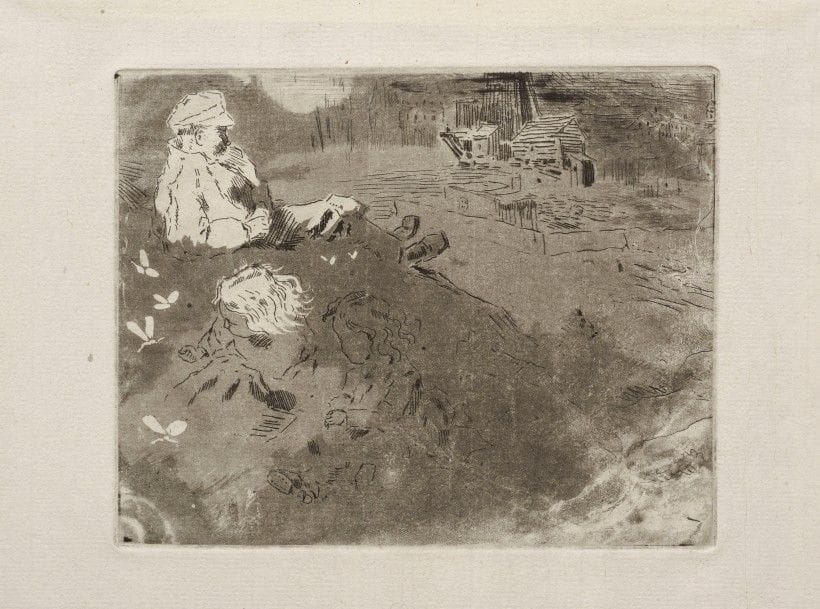 Félix BUHOT 
 Croquis d’enfants. Eau-forte et aquatinte. 106 x 132. Bourcard-Goodfriend 63. Très belle épreuve sur vergé ancien. Petites marges normales.