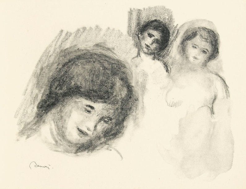 Pierre-Auguste RENOIR (1841-1919)
La Pierre aux trois croquis. Vers 1904. Lithographie. 290 x 228. Delteil, Stella 41 ; Johnson 118-5. Parfaite épreuve sur vélin, timbrée (Lugt 2137a). Toutes marges non ébarbées.																												